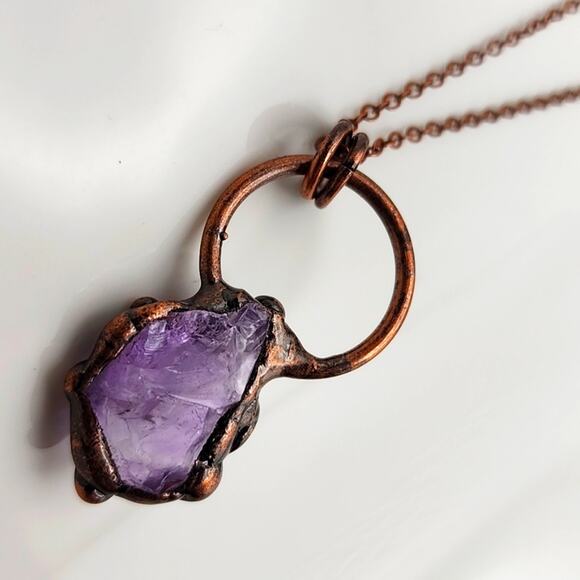 Genuine Amethyst Boho Necklace - Picture 2 of 3